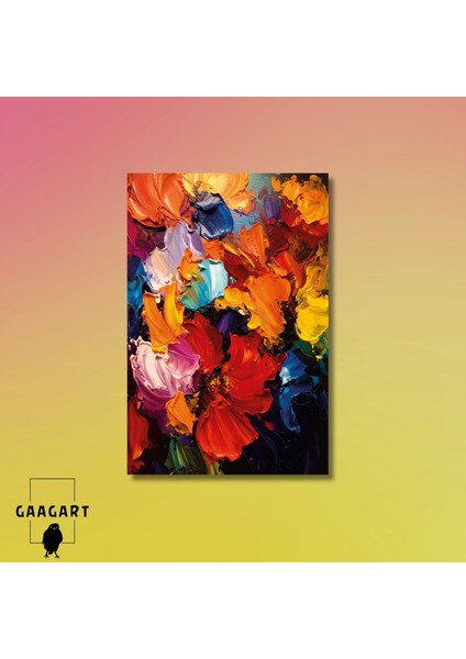 Tekli Dikey Kanvas Tablo Fırça ile Izler Bırakılmış Yağlı Boya Görünümlü modelleri