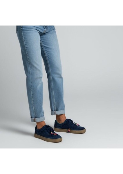 Lacivert Süet Hakiki Deri Bağcıklı Kadın Günlük Sneaker fiyatları