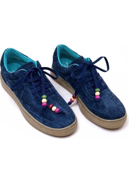 Lacivert Süet Hakiki Deri Bağcıklı Kadın Günlük Sneaker indirimleri