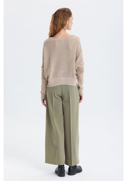 Salaş Bol Paça Kumaş Pantolon Çağla indirimleri