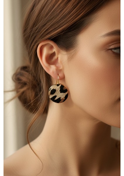 Altın Sarısı Klipsli Leopar Desenli Yuvarlak Küpe (2cm) fiyatları