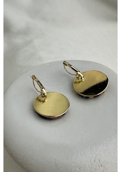 Altın Sarısı Klipsli Leopar Desenli Yuvarlak Küpe (2cm) modelleri