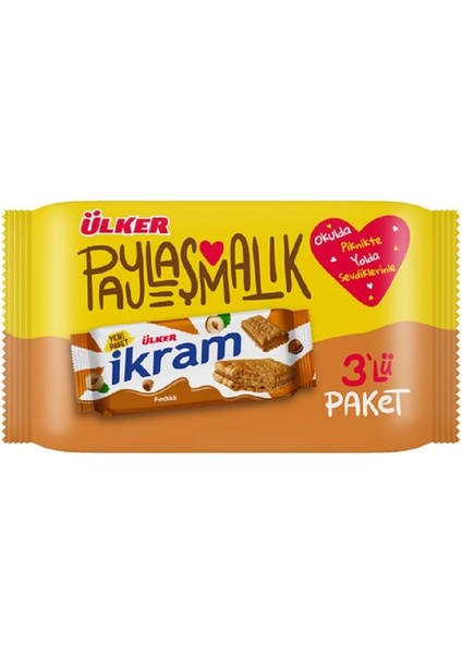 Ülker Ikram Fındıklı Sandviç Bisküvi 84 Gram, 3'lü Paket