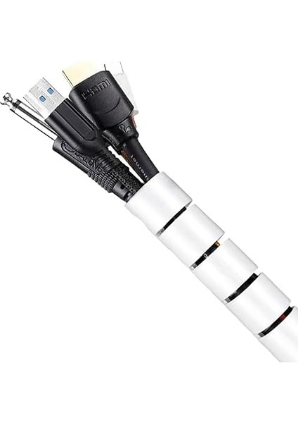 1 mt x 22 mm Spiral Boru Kablo Kanalı Kablo Fiş Düzenleyici Toplayıcı Kordon Kablo Tutucu Beyaz (1 Adet) fiyatları