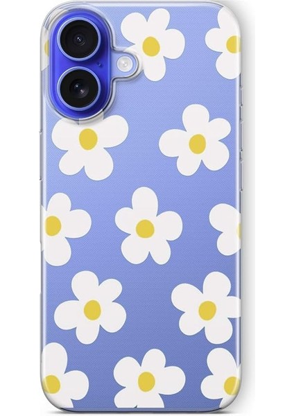 16 Plus ile Uyumlu Papatya Tasarım Baskılı Şeffaf Kılıf