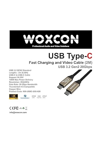 - USB C Hızlı Şarj ve Görüntü Kablosu, USB 3.2 Gen2 Standart 20G Bandwith, Thunderbolt 4/3 Uyumluluk, 4K 60Hz Çözünürlüğüne Kadar Destekler, 5A 20V, 100W Şarj Gücü 2 Metre modelleri