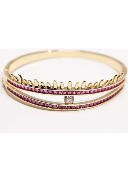 Kısmetly Mor Taşlı Altın Kaplama Zirkon Üç Sıra Kelepçe modelleri