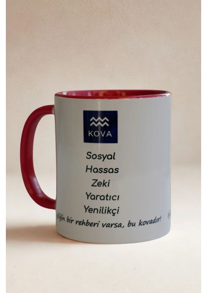 Kova Burcu Porselen Kupa – Astroloji ve Burç Temalı Kupa Bardak – Kişiye Özel Kova Burcu Hediyesi – Yaratıcı ve Zeki Kova Kupa