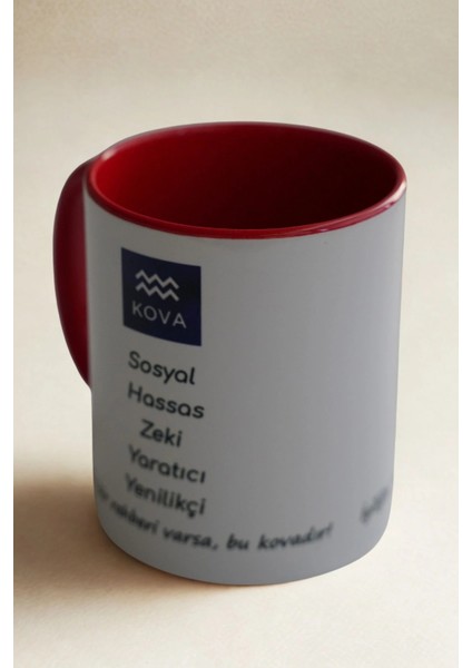 Kova Burcu Porselen Kupa – Astroloji ve Burç Temalı Kupa Bardak – Kişiye Özel Kova Burcu Hediyesi – Yaratıcı ve Zeki Kova Kupa modelleri