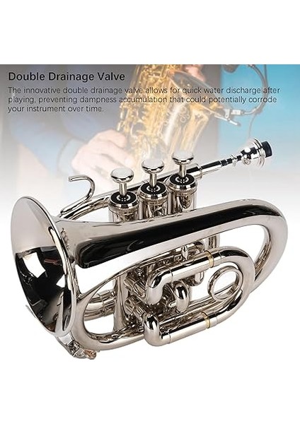 Trompet, B Düz Pirinç Bb Pocket Trompet, Yeni Başlayanlar, Öğrenciler, Gezginler ve Profesyoneller Için Taşıma Kılıfı, Eldivenler ve Temizlik Bezi, Noel Doğum Günü Hediyesi indirimleri
