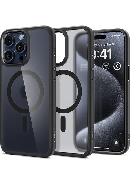 iPhone 15 Pro ile Uyumlu Kılıf Ultra Hybrid Magfit Magsafe Özellikli Frost Black - ACS06720