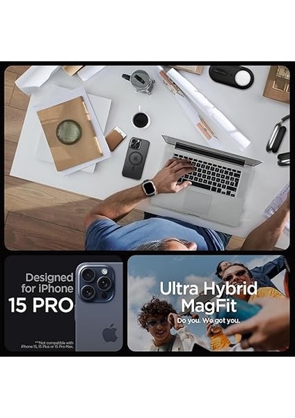 iPhone 15 Pro ile Uyumlu Kılıf Ultra Hybrid Magfit Magsafe Özellikli Frost Black - ACS06720 fiyatları