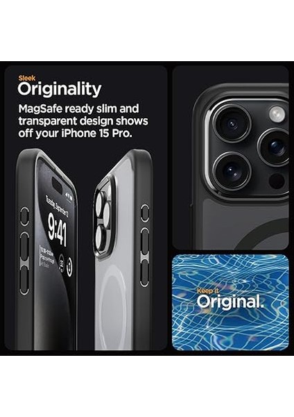 iPhone 15 Pro ile Uyumlu Kılıf Ultra Hybrid Magfit Magsafe Özellikli Frost Black - ACS06720 modelleri