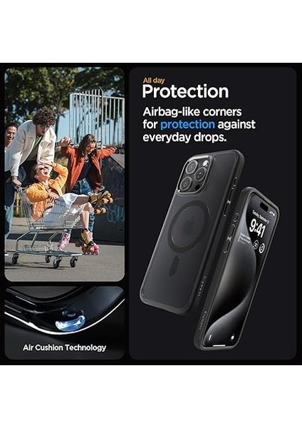 iPhone 15 Pro ile Uyumlu Kılıf Ultra Hybrid Magfit Magsafe Özellikli Frost Black - ACS06720 indirimleri