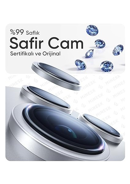 iPhone 16 Pro-16 Pro Max ve 17 Pro-17 Pro Max ile Uyumlu Orijinal Safir Cam (%99.9 Saflıkta Gerçek Safir) Cihazın Kendi Lensleri ile Aynı Materyal Lens Koruyucu Kamera Camı (Gümüş) fiyatları