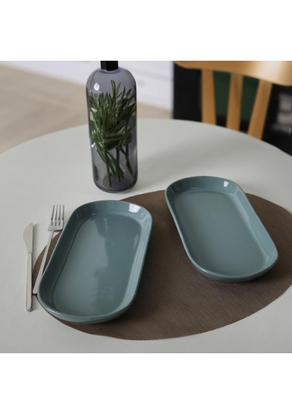 Yeşil Noyan Kayık Tabak 28 cm 2 Adet 326