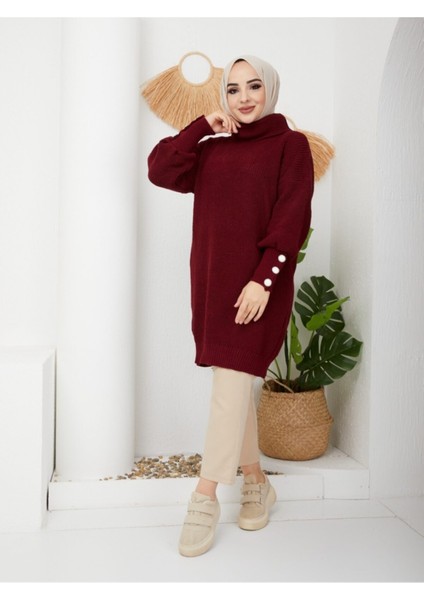 Kadın Kahverengi Boğazlı Triko Kazak -62