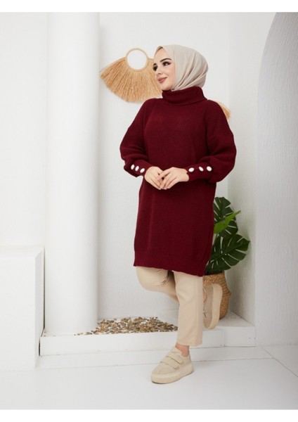 Kadın Kahverengi Boğazlı Triko Kazak -62 fiyatları