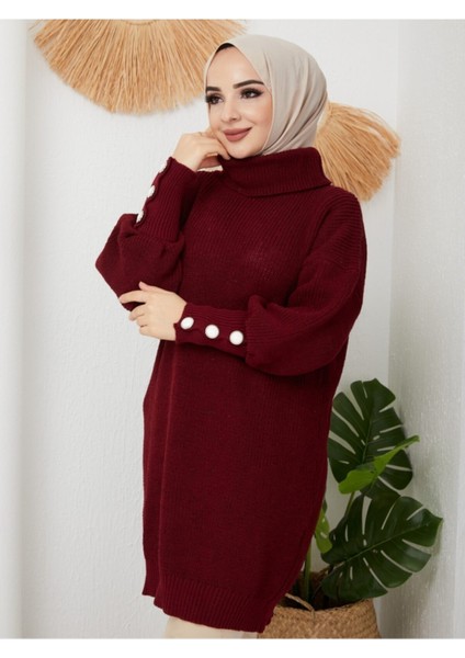 Kadın Kahverengi Boğazlı Triko Kazak -62 indirimleri