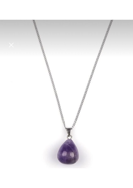 Ametist Doğal Taş Damla Model Kolye