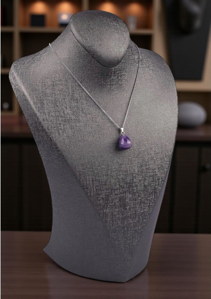 Ametist Doğal Taş Damla Model Kolye fiyatları