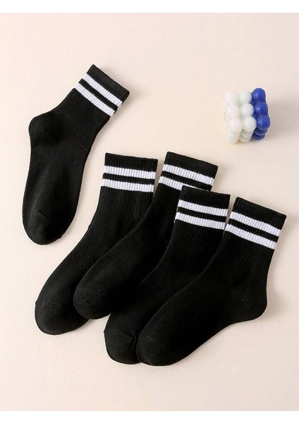 Siyah - Beyaz Kolej Spor Çorap 4'lü Paket Pamuklu modelleri