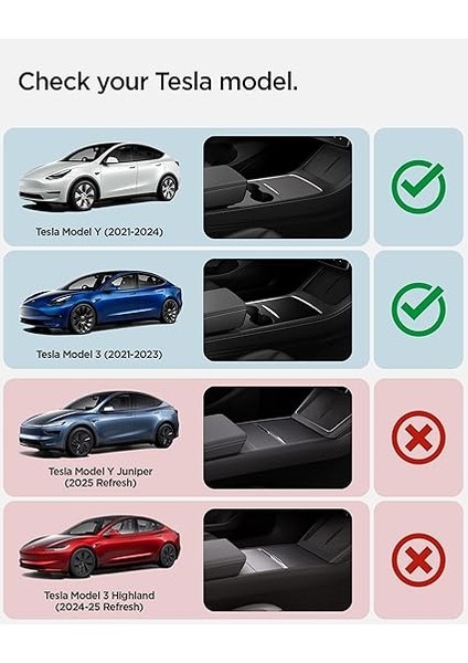 Tesla Model Y (2024-2023) ve Model 3 (2023) Orta Konsol Kablosuz Şarj Bölmesi Düzenleyici Siyah TO272 - ACP09019 fiyatları