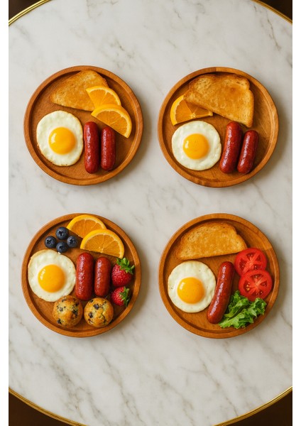 Luvo Ahşap 4 Parça Kahvaltı Takımı, Kahvaltılık, Sunumluk ( 1.sınıf Kalite Kayın Ağacı )