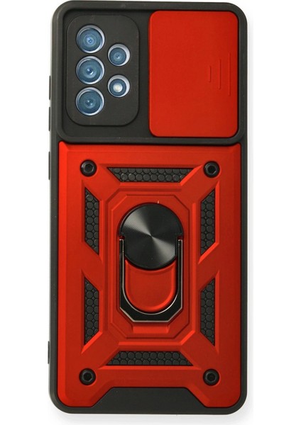Samsung Galaxy A32 Kılıf Pars Lens Yüzüklü Silikon - Kırmızı - MRS3447-8052