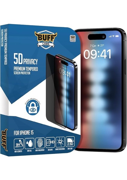 Labs iPhone 15 ile Uyumlu 5d Privacy Hayalet Ekran Koruyucu