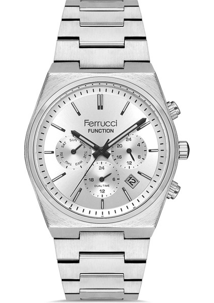 Ferucci Ferrucci Erkek Kol Saati Gümüş(Silver) Renk, Gümüş Kadran - Şık Metal Kordon, 2 Yıl Garantili