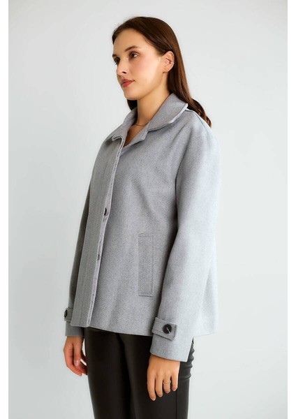 D99752 Düğme Detaylı Kadın Kısa Kaşe Kaban fiyatları