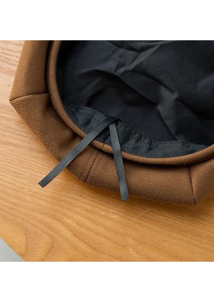 Bere Kadın Sonbahar ve Kış Yeni Yün Kahverengi Retro Metal Yama Şık ve Çok Yönlü Sekizgen Şapka Gelgit (Yurt Dışından) fırsatları