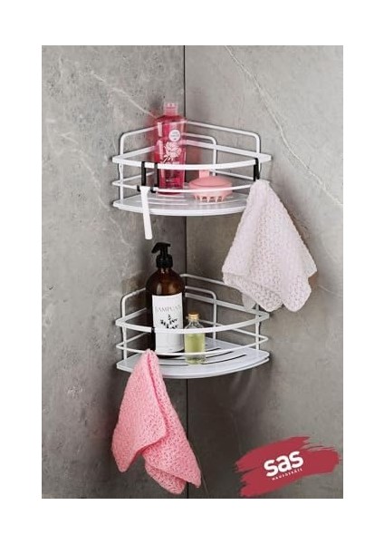 Haus Yapışkanlı Ömür Boyu Paslanmaz Ayarlanabilir Raf Düzenleyici Şampuanlık 2 Adet Lk-01 B modelleri