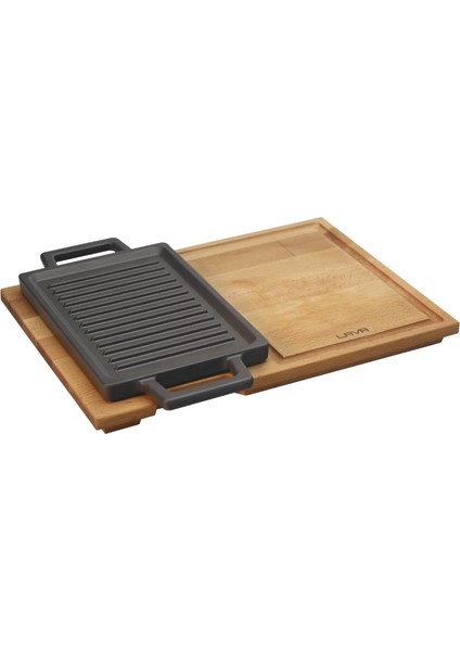Pişirme Kabı, Lv Eco Hp 2215 T13 K4 Dikdörtgen Pişirme Gözü ve Ahşap Plaka, Ölçüler 22 x 15 Cm, Dökme Demir, Siyah