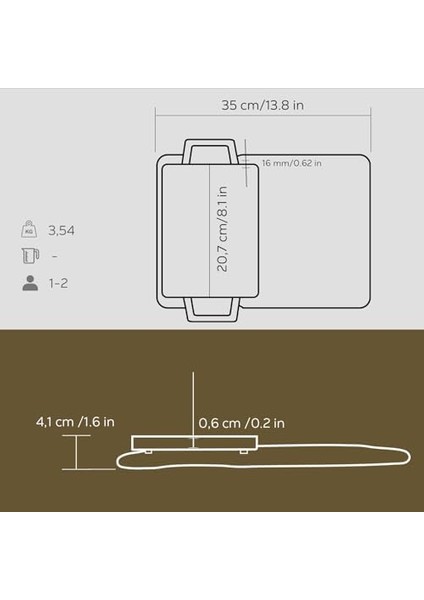 Pişirme Kabı, Lv Eco Hp 2215 T13 K4 Dikdörtgen Pişirme Gözü ve Ahşap Plaka, Ölçüler 22 x 15 Cm, Dökme Demir, Siyah modelleri