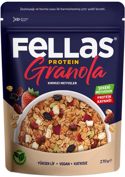 Fellas Vegan Protein Granola - Kırmızı Meyveler 270 G