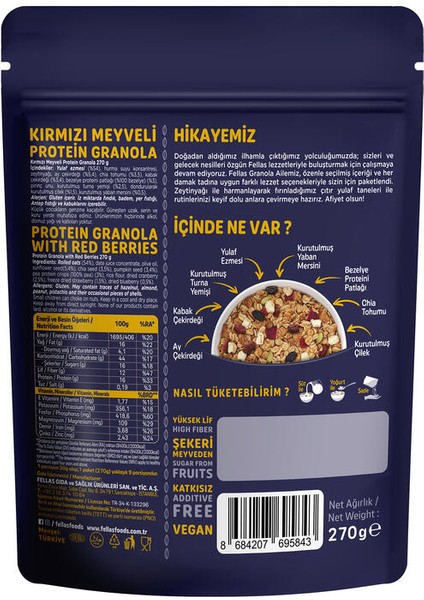 Fellas Vegan Protein Granola - Kırmızı Meyveler 270 G fiyatları