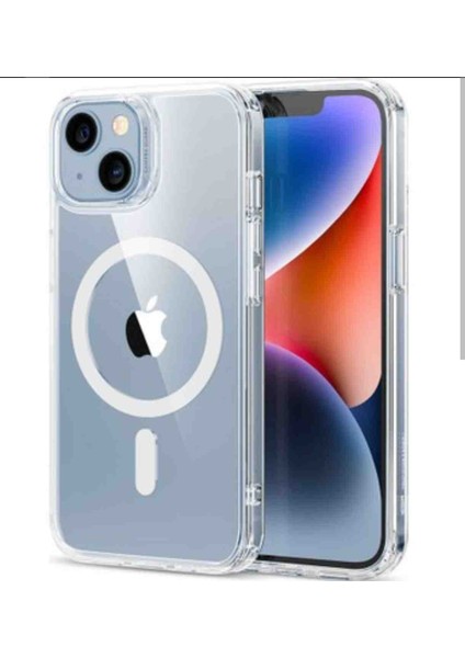 Iphone 13 ve 14 Uyumlu Şeffaf Sert Magsafe Sararmaz Mika Kılıf