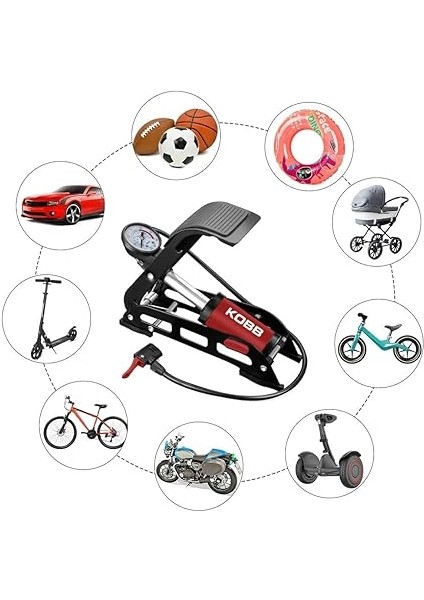 KB0901 87PSI Analog Basınç Göstergeli Ayak Pompası, Kırmızı/siyah fiyatları