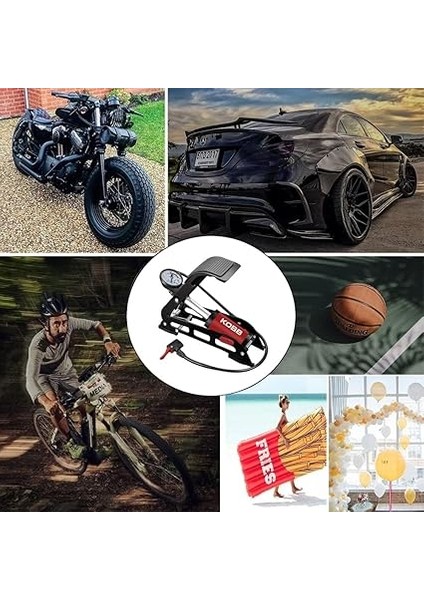 KB0901 87PSI Analog Basınç Göstergeli Ayak Pompası, Kırmızı/siyah modelleri