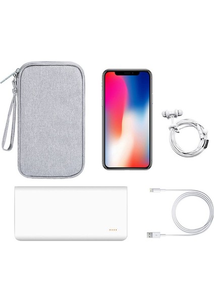 BUBM CDB-MYB Telefon Powerbank Taşıma Çantası Taşınabilir Veri Kablosu Fermuarlı Saklama Çantası, S Beden - Gri (Yurt Dışından) indirimleri