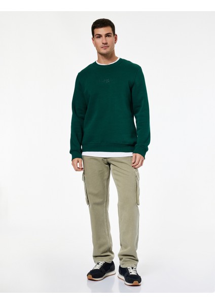 Regular Fit Pamuk Viskon Karışımlı Bisiklet Yaka Baskılı Sweatshirt fiyatları