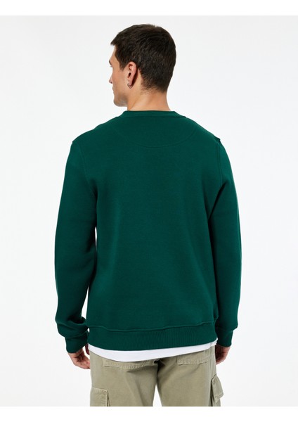 Regular Fit Pamuk Viskon Karışımlı Bisiklet Yaka Baskılı Sweatshirt fırsatları