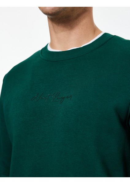 Regular Fit Pamuk Viskon Karışımlı Bisiklet Yaka Baskılı Sweatshirt indirimleri