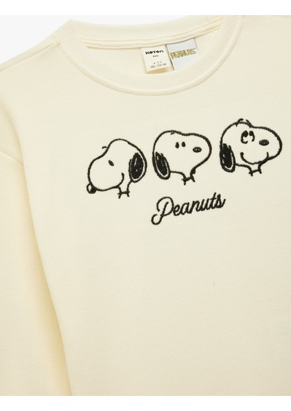 Lisanslı Snoopy Baskılı Uzun Kollu Pamuklu Sweatshirt modelleri