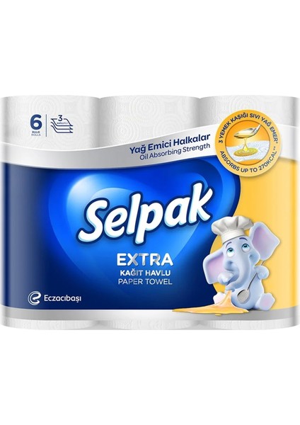 Extra 3 Katlı Kağıt Havlu 6 Lı x 4 Adet (24 Rulo) fiyatları