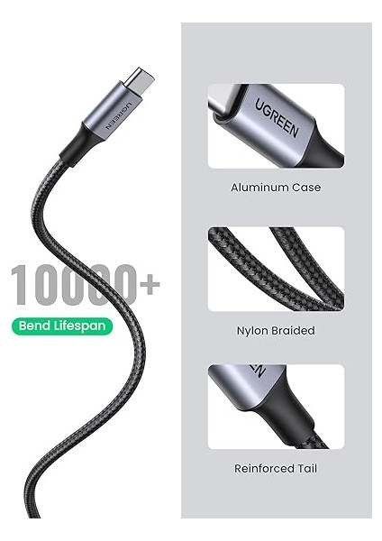 3.0 A Usb-A & Usb-C Örgülü Şarj ve Data Kablosu, 2 Metre, Siyah, 60128 fırsatları