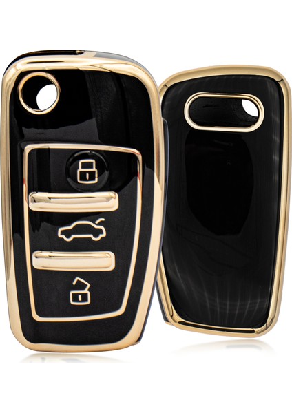 A3 A4 3 Buton Sustalı Nano Anahtar Kılıfı - Siyah