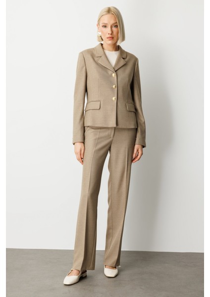 Kadın Cepsiz Boru Paça Pantolon 5051 Gold